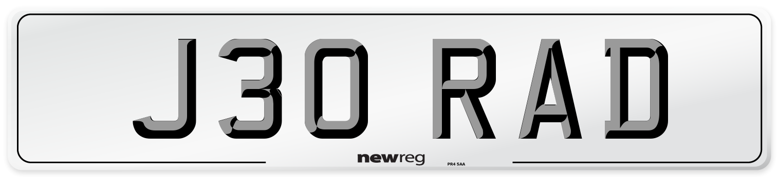 J30 RAD Number Plate from New Reg